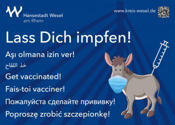Vorderseite der Postkarte "Lass Dich impfen" der Stadt Wesel