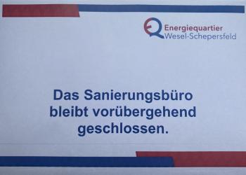 Energiequartier Schepersfeld Büro geschlossen