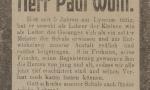 Todesanzeige von Paul Wolff in der Weseler Zeitung vom 26. Juni 1917