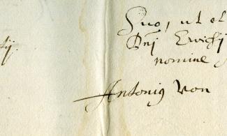 Eigenhändige Unterschrift des Anton von Dorth (1658)