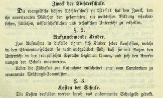 Statut der Evangelischen Höheren Töchterschule von 1852
