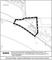 Geltungsbereich im Plan markiert Karte mit markiertem Geltungsbereich des Vorhaben- und Erschließungsplans zum Vorhabenbezogenen Bebauungsplans Nr. 22